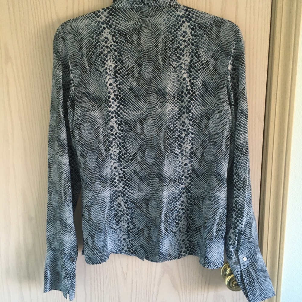 The Limited Black and White Snake Print Button-Down Blouse - Picture 2 of 4